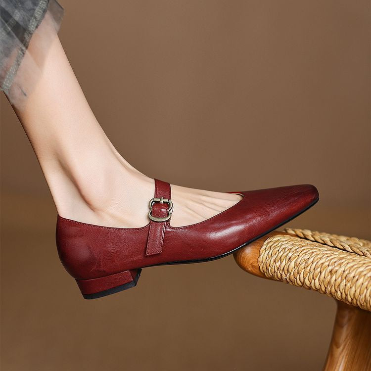 Zapatos planos Lila de cuero genuino