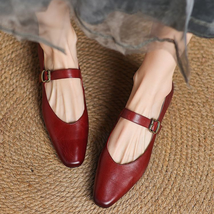 Zapatos planos Lila de cuero genuino