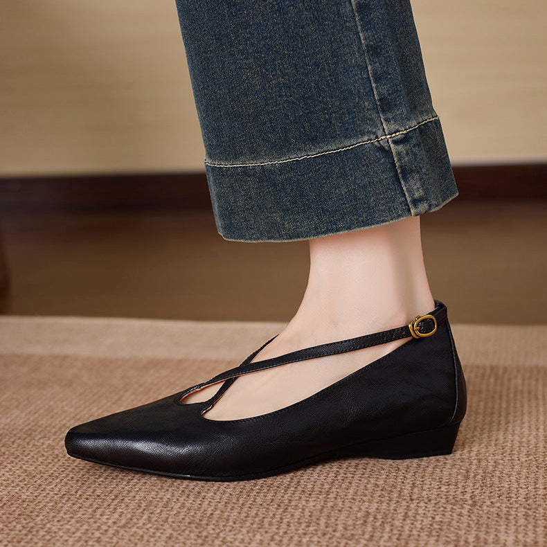 Zapatos planos Ciela de cuero genuino con tiras cruzadas
