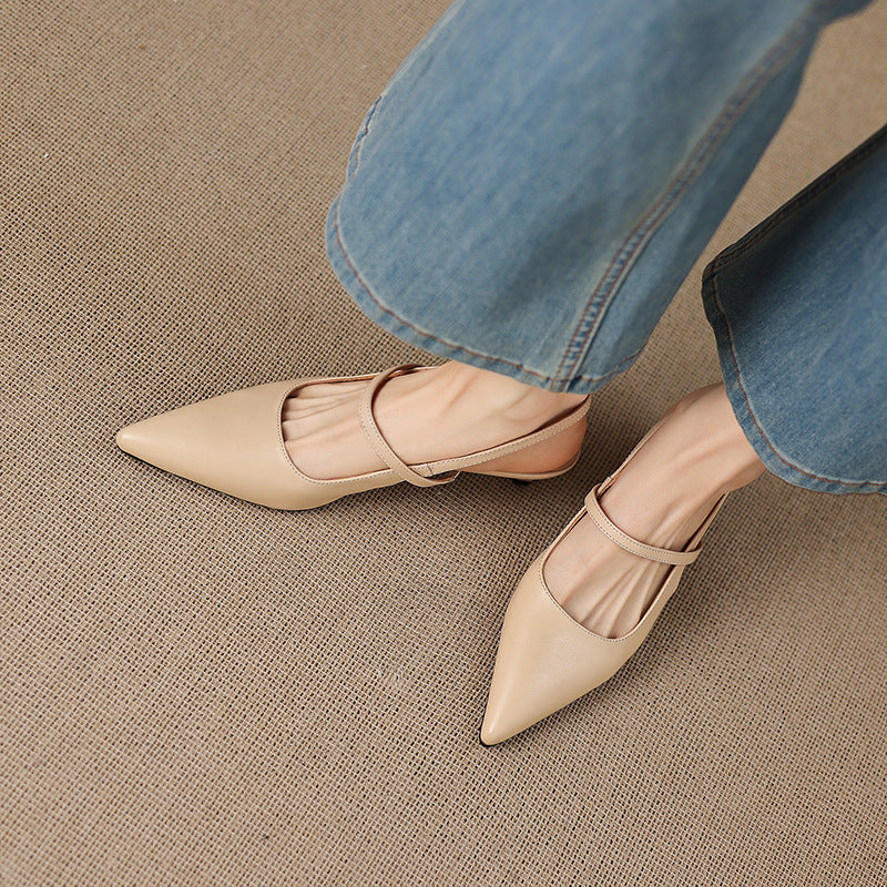 Tacones Mary Jane destalonados de cuero genuino Zyra