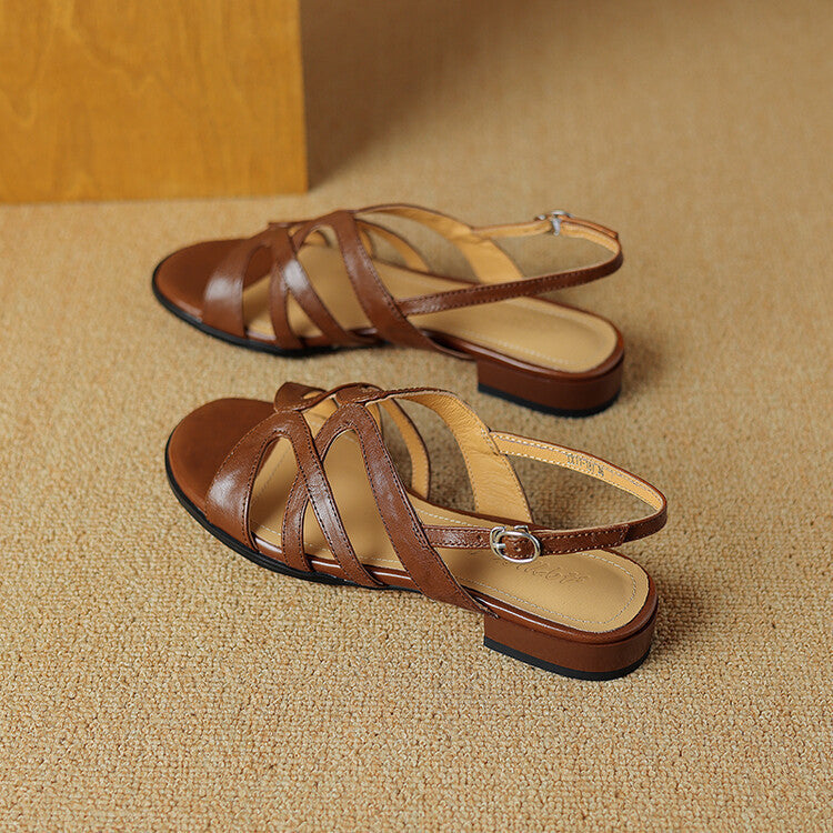Bellina Gladiator-sandaler i äkta läder med öppen klack