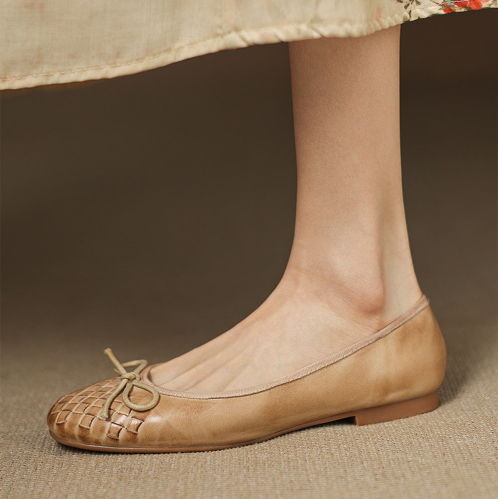 Sapatos Rasos Vara em Pele Genuína