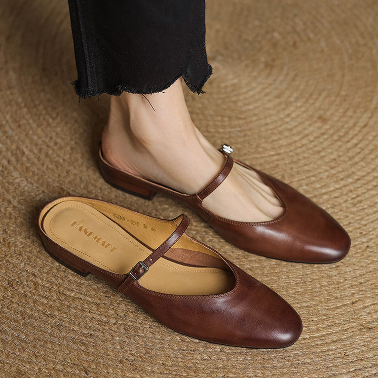 Mules Avina de cuero genuino