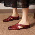 Rea Genuine Leather Square-Toe Mule Pumps