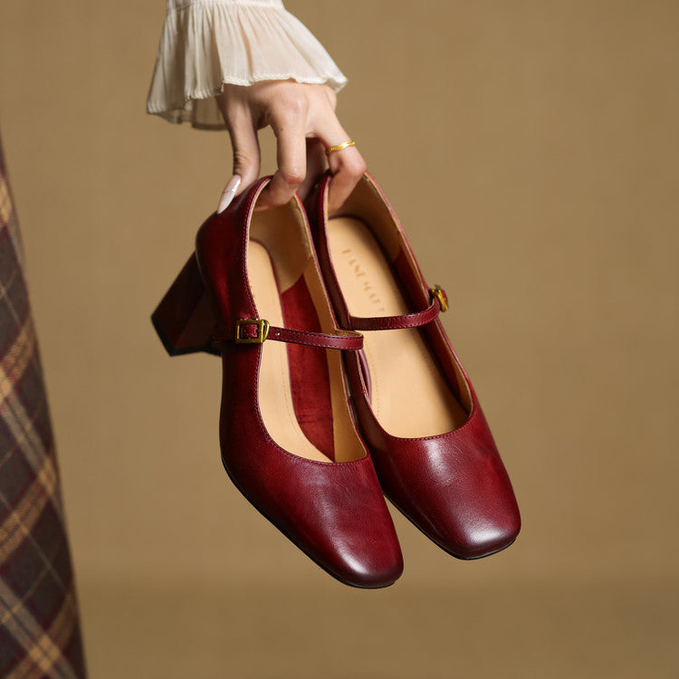 Tacones Lenara de cuero genuino