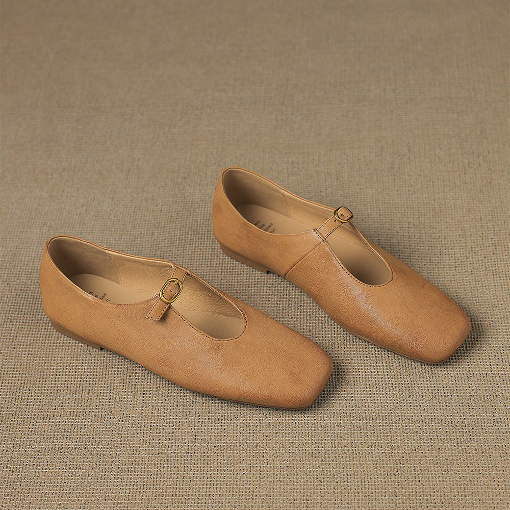 Kleva Mary-Jane-Flats aus echtem Leder