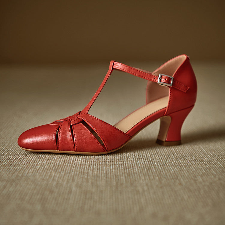 Tacones Romira de cuero genuino