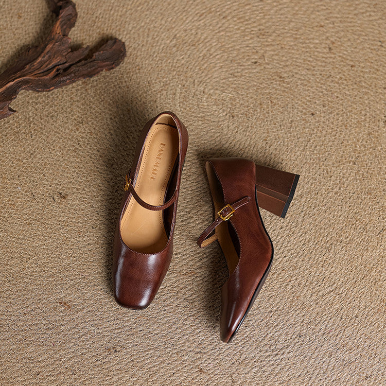 Tacones Lenara de cuero genuino