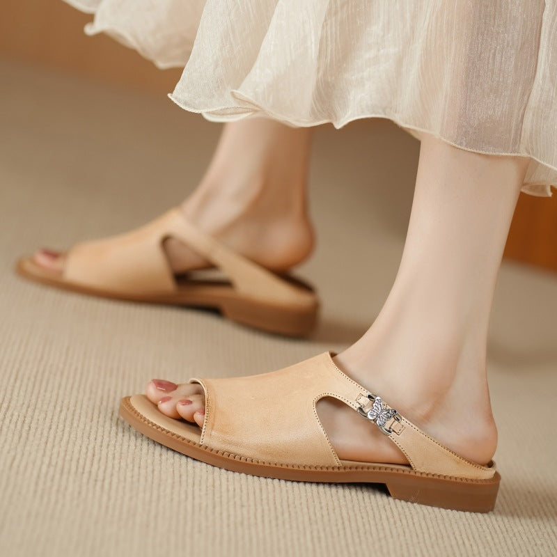 Mules Nessa de cuero genuino