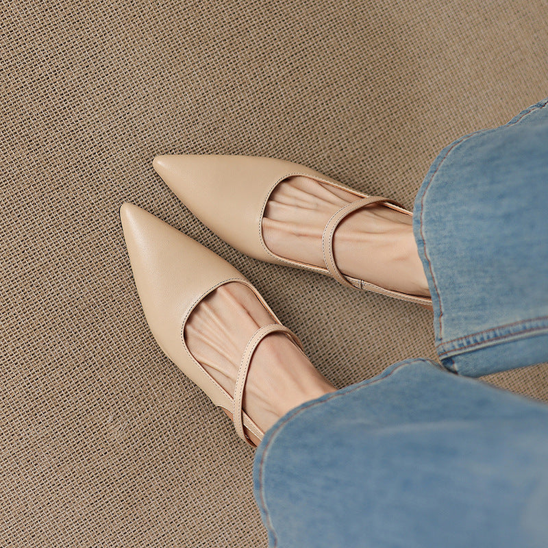 Tacones Mary Jane destalonados de cuero genuino Zyra