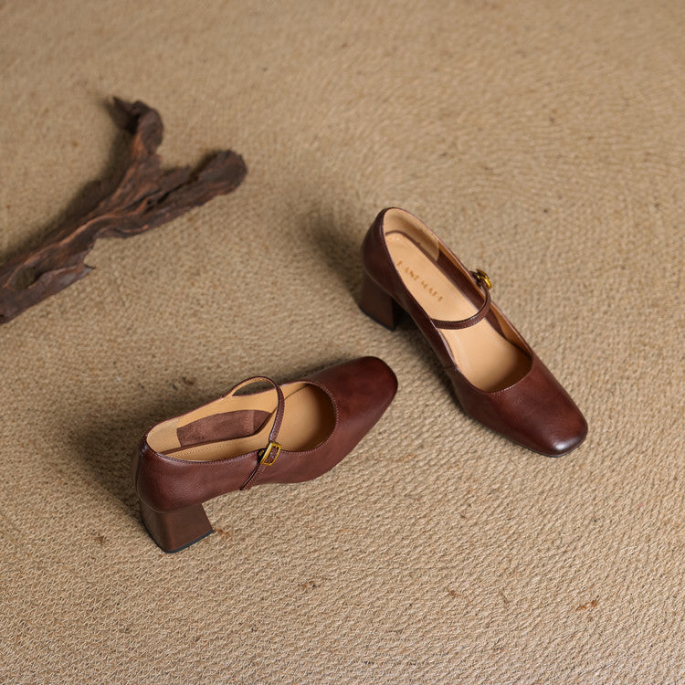 Tacones Lenara de cuero genuino