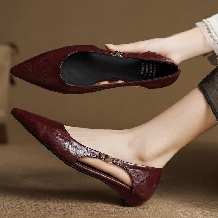 Zapatos planos de cuero genuino con punta Zephy