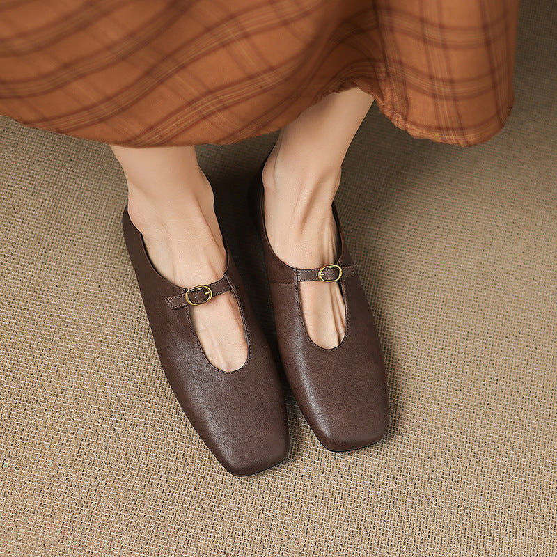 Kleva Mary-Jane-Flats aus echtem Leder