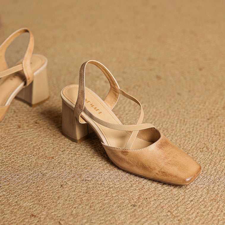 Tacones Alissa de cuero genuino