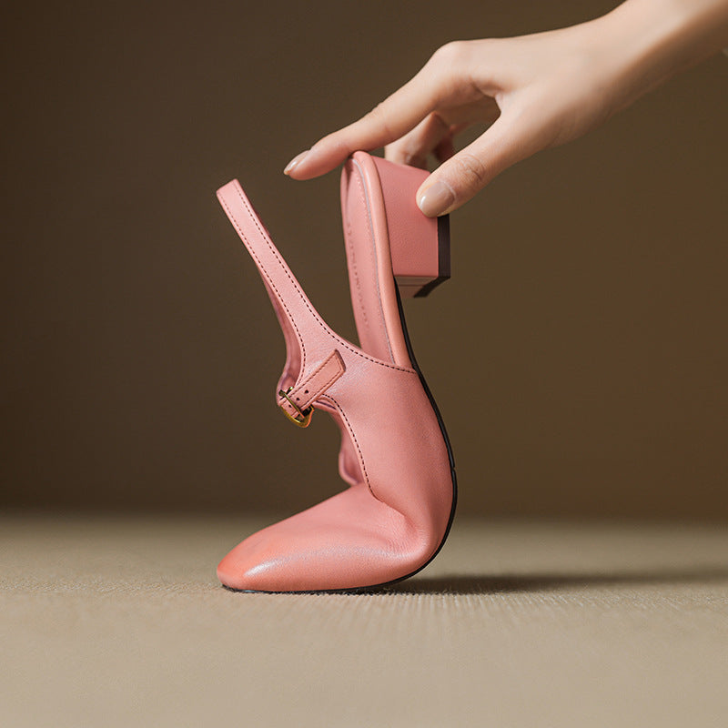 Tacones Reve de cuero genuino con tira en T