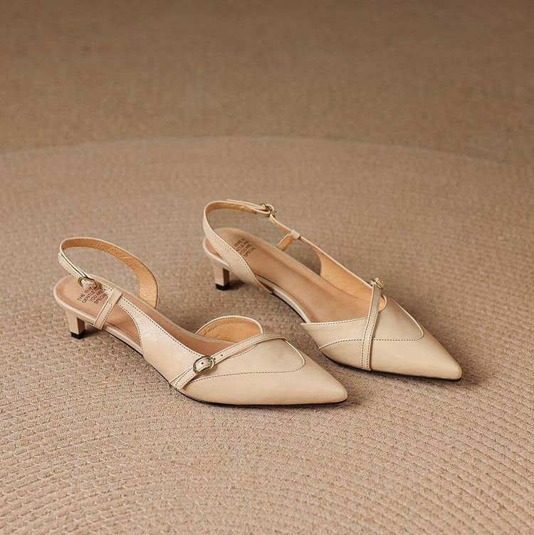 Elise Slingback-högklackar i äkta läder med spetsig tå