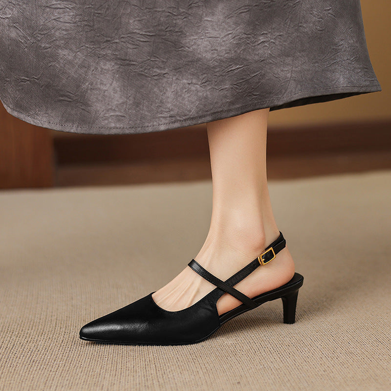 Tacones Mary Jane destalonados de cuero genuino Zyra