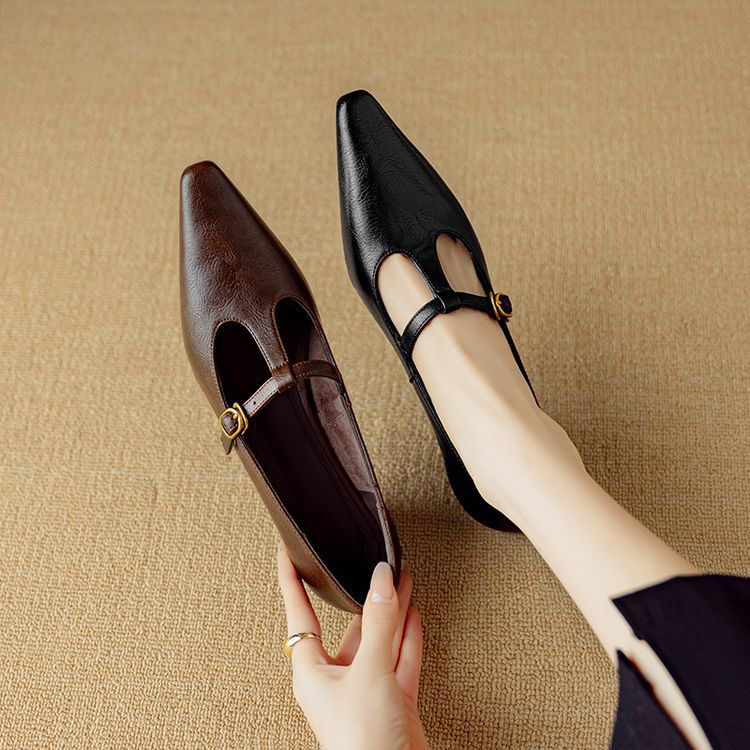 Zuri Mary-Jane-Pumps aus echtem Leder mit T-Riemchen