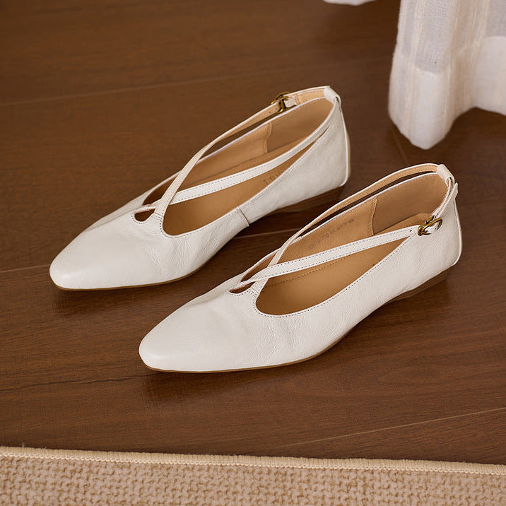 Zapatos planos Ciela de cuero genuino con tiras cruzadas