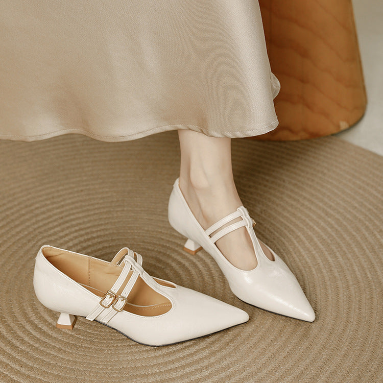 Mirel T-Strap-Pumps aus echtem Leder
