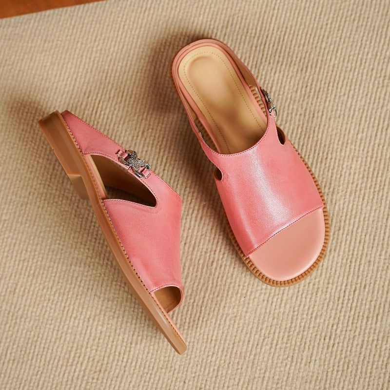 Mules Nessa de cuero genuino