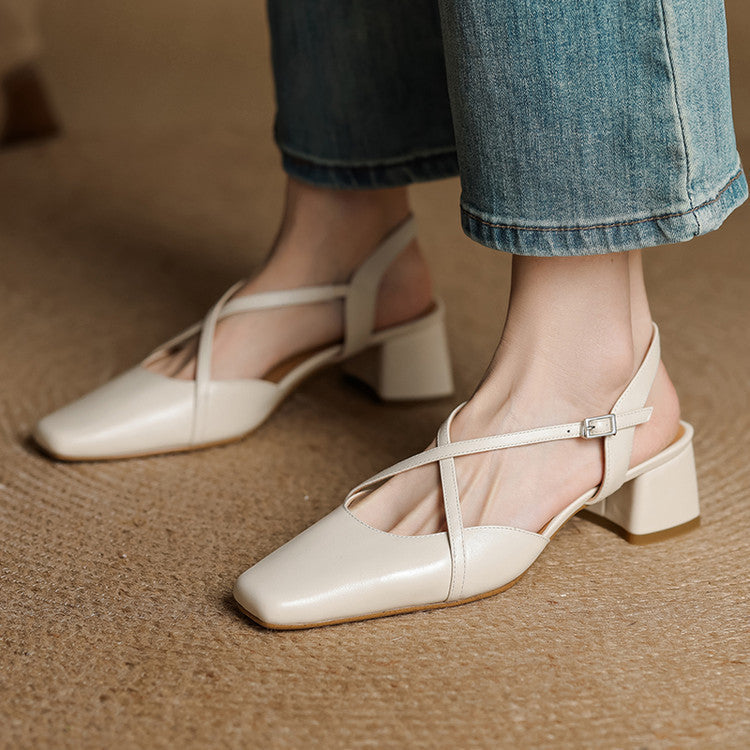 Tacchi slingback Klea in vera pelle con cinturini incrociati