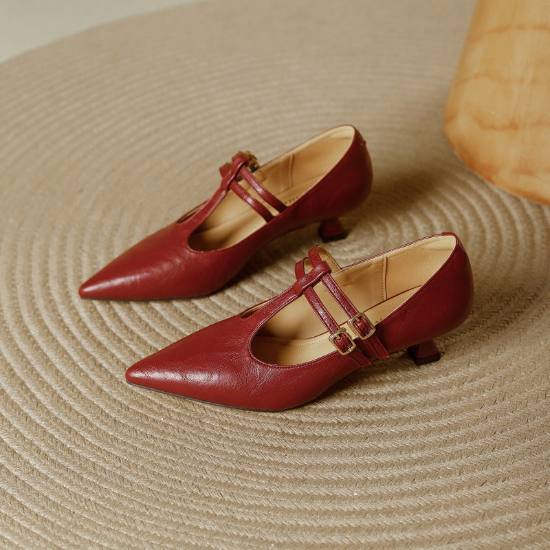 Mirel T-Strap-Pumps aus echtem Leder