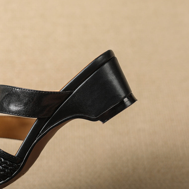Sandalias de pala Solae de cuero genuino con punta cuadrada