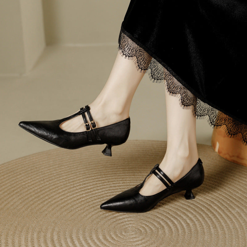 Mirel T-Strap-Pumps aus echtem Leder