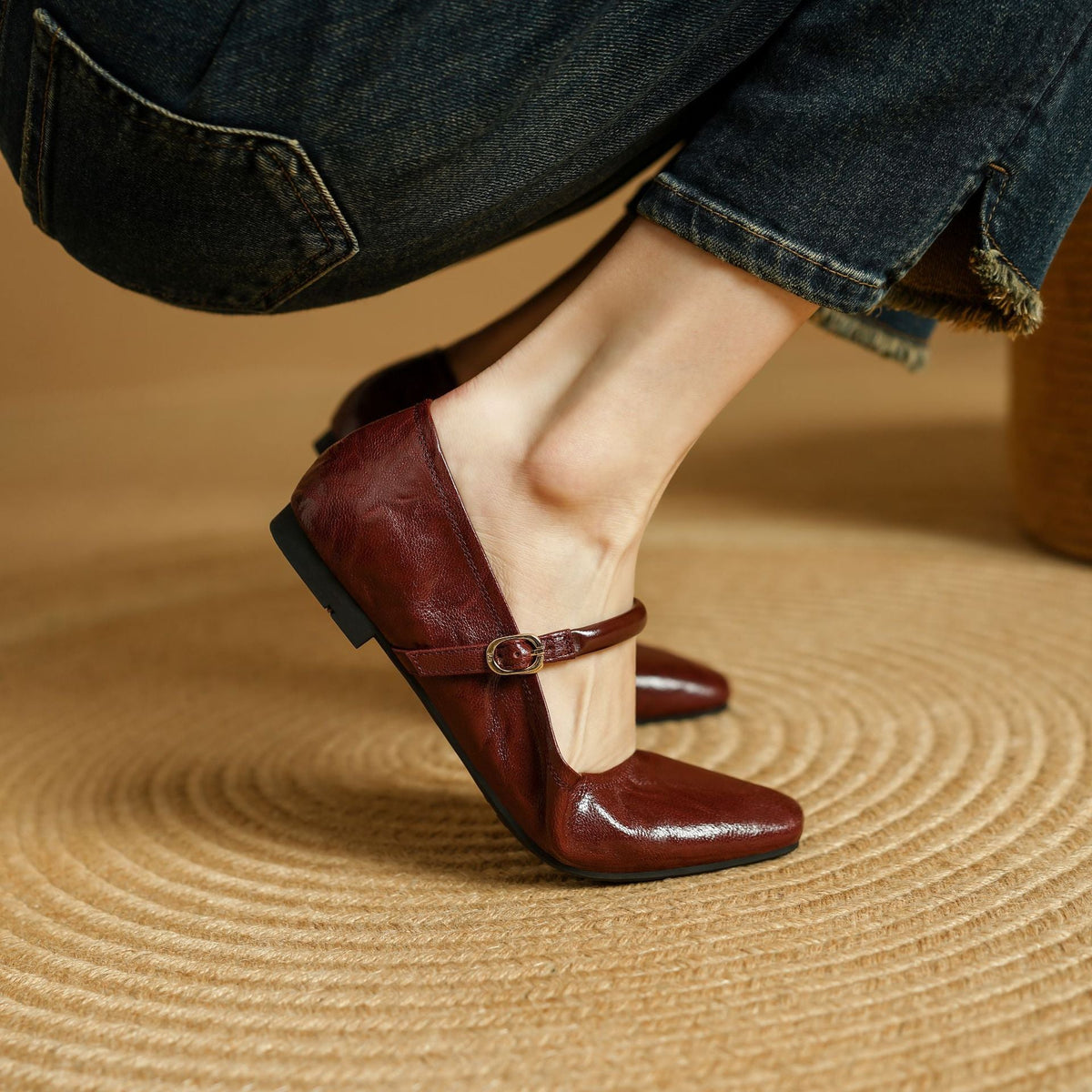 Chaussures plates Islae en cuir véritable