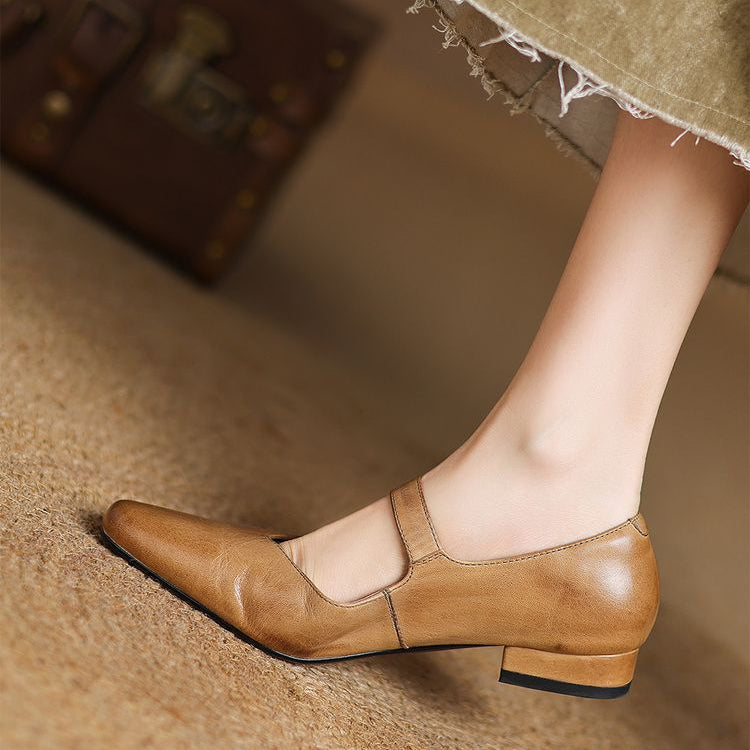 Zapatos planos Lila de cuero genuino