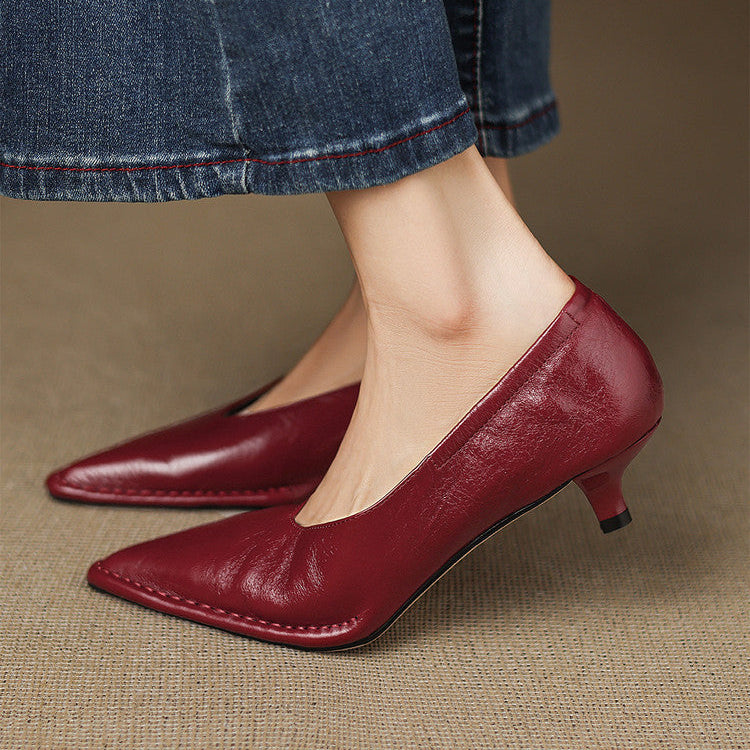 Emma Pumps aus echtem Leder mit spitzer Kappe