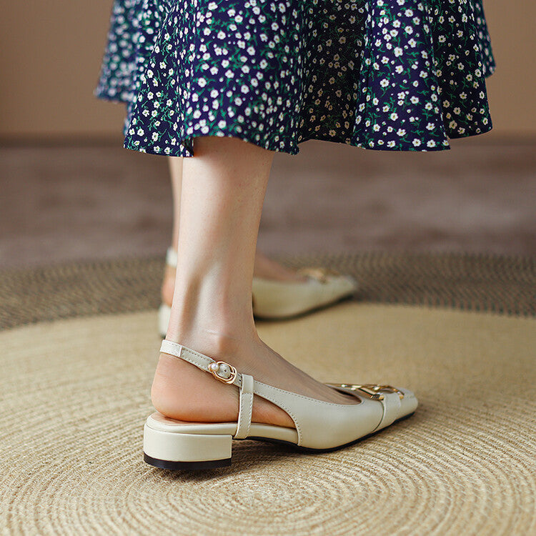 Cora Slingback-pumps i läder med fyrkantig tå