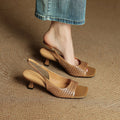 Muse Genuine Leather Square-Toe Slingback Sandals