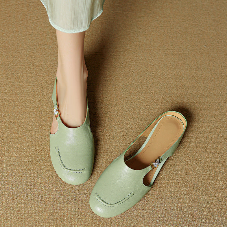 Mules Zella de cuero genuino