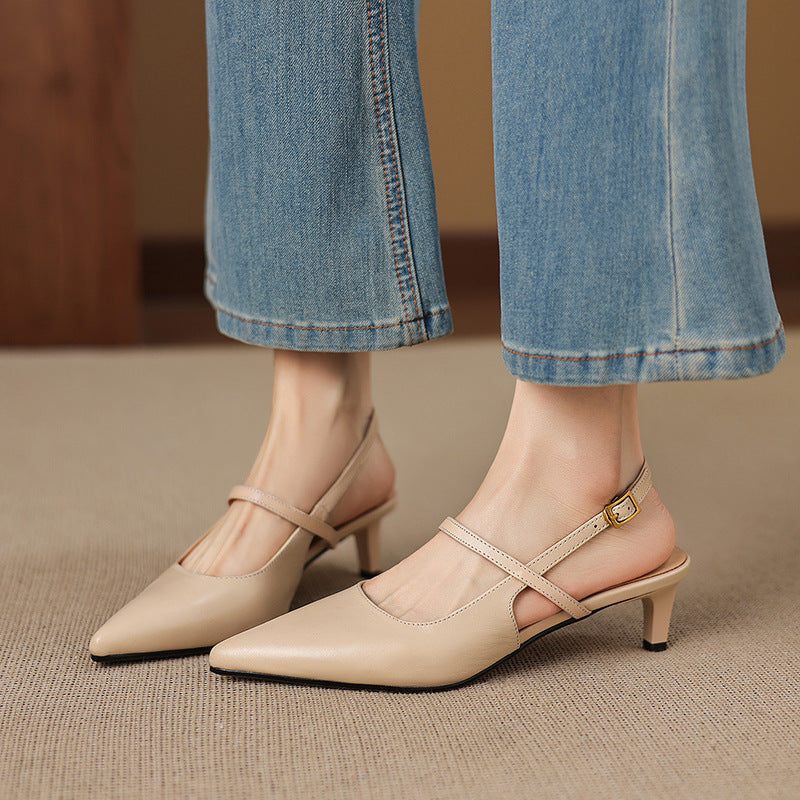 Tacones Mary Jane destalonados de cuero genuino Zyra