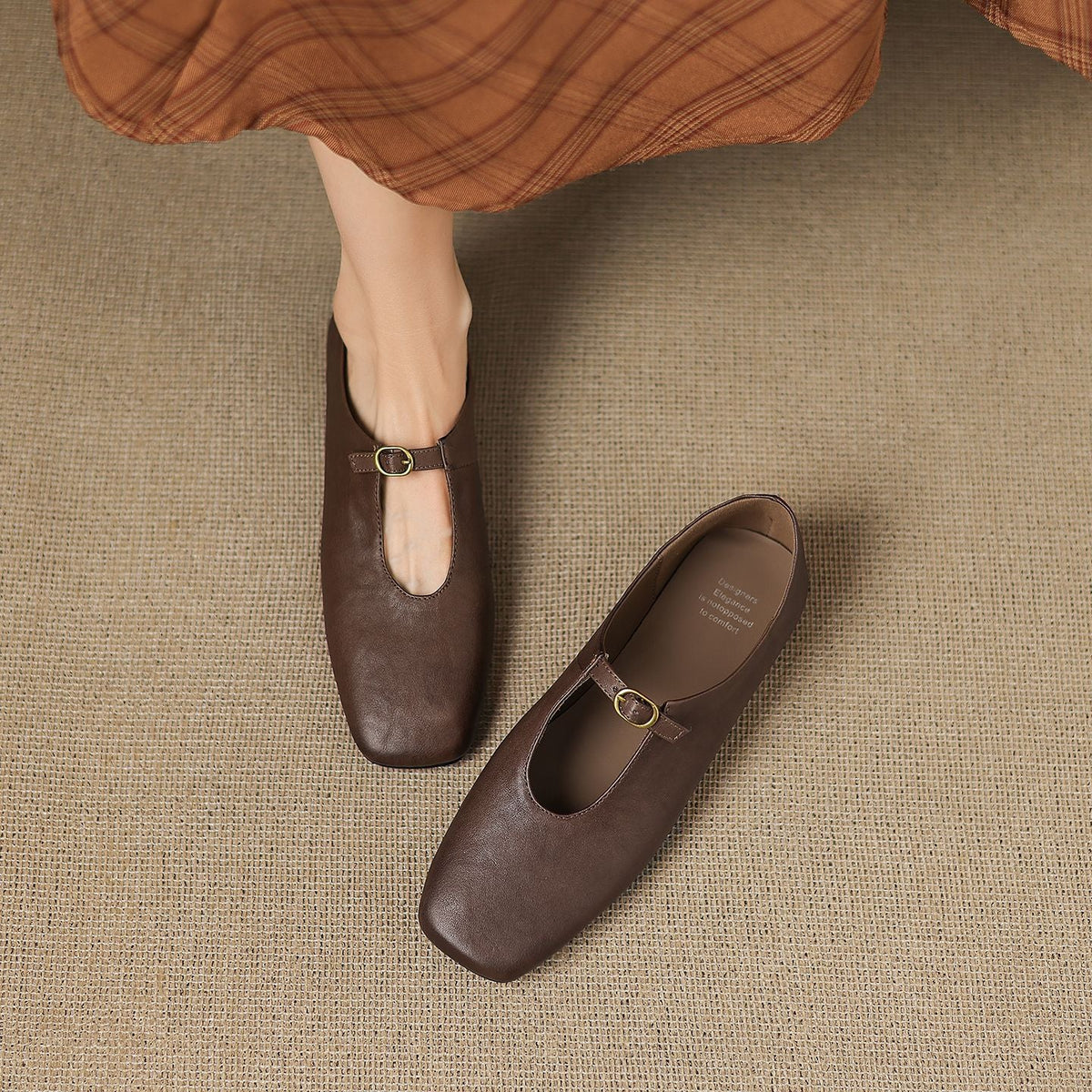 Kleva Mary-Jane-Flats aus echtem Leder