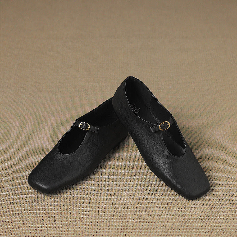 Kleva Mary-Jane-Flats aus echtem Leder