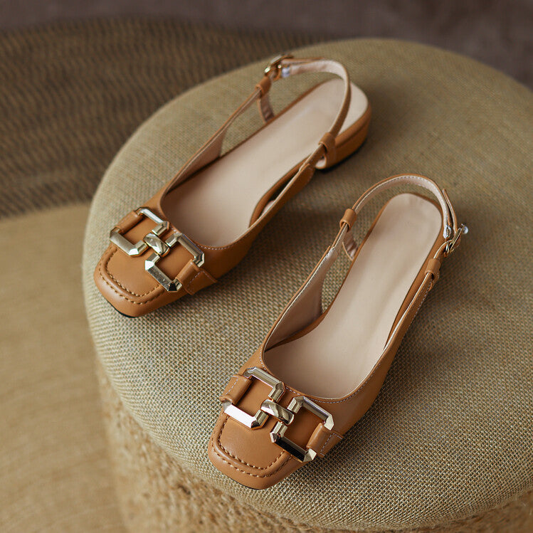 Cora Slingback-pumps i läder med fyrkantig tå