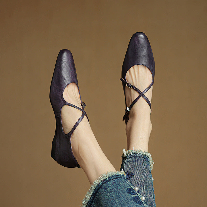 Odessa flache Schuhe aus echtem Leder