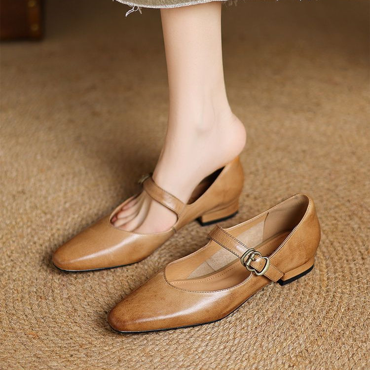 Zapatos planos Lila de cuero genuino