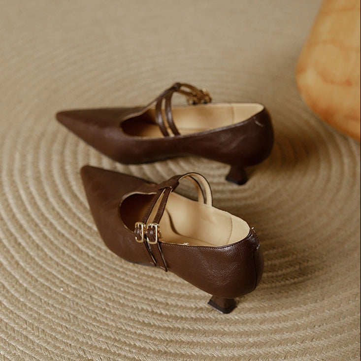 Mirel T-Strap-Pumps aus echtem Leder