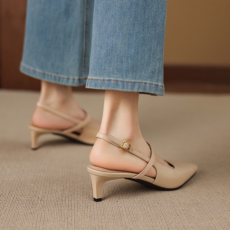 Tacones Mary Jane destalonados de cuero genuino Zyra