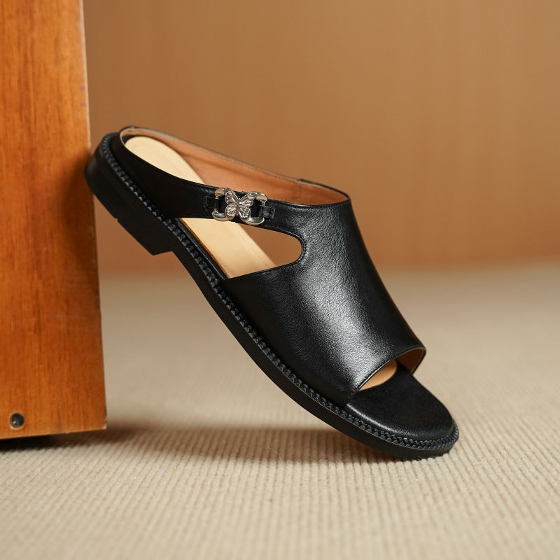 Mules Nessa de cuero genuino