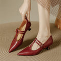 Mirel T-Strap-Pumps aus echtem Leder
