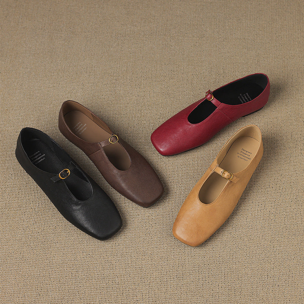 Kleva Mary-Jane-Flats aus echtem Leder