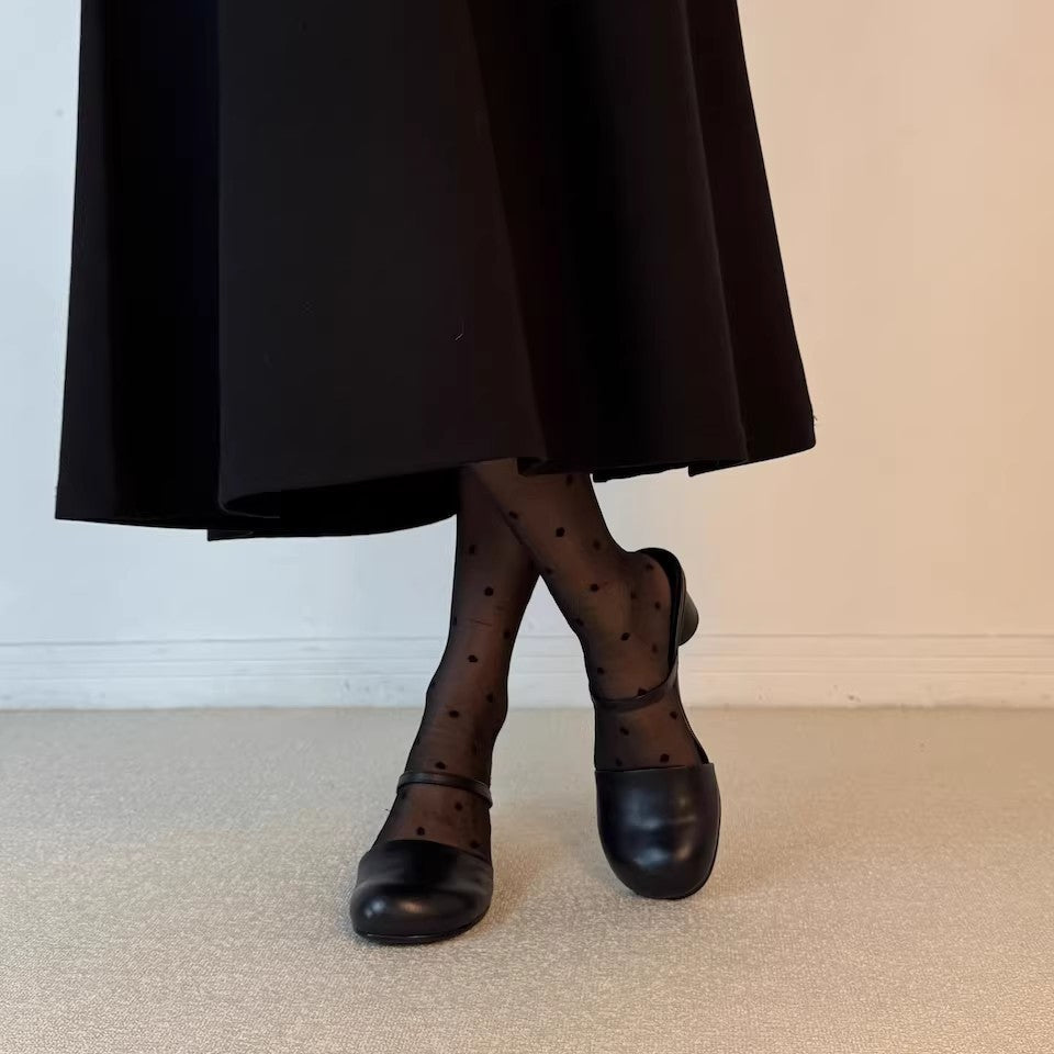 Olara Mules mit Absatz aus echtem Leder und runder Zehenpartie
