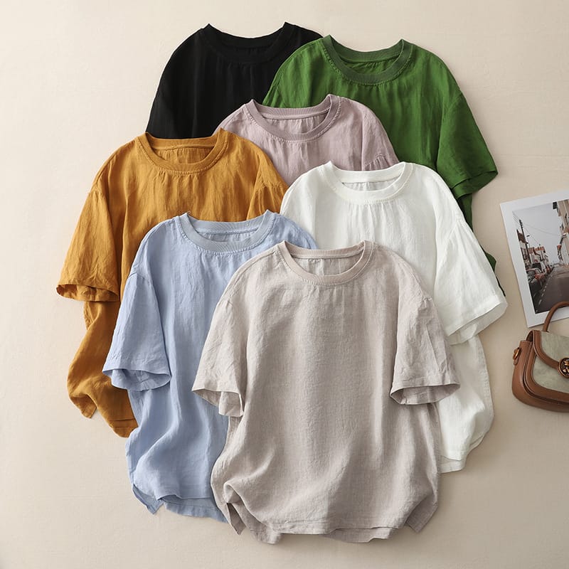 Blusa in lino Sunwash