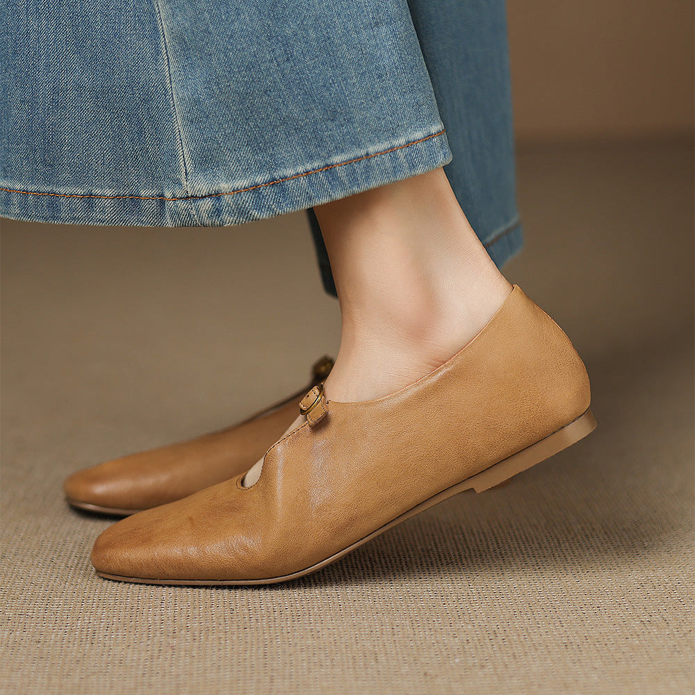 Kleva Mary-Jane-Flats aus echtem Leder