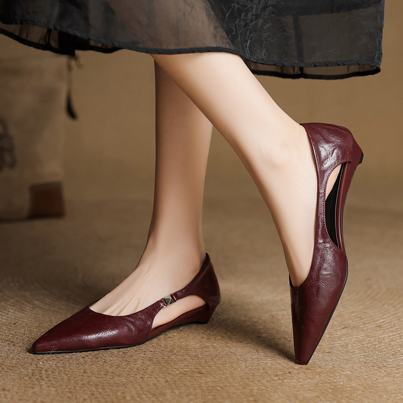 Zapatos planos de cuero genuino con punta Zephy